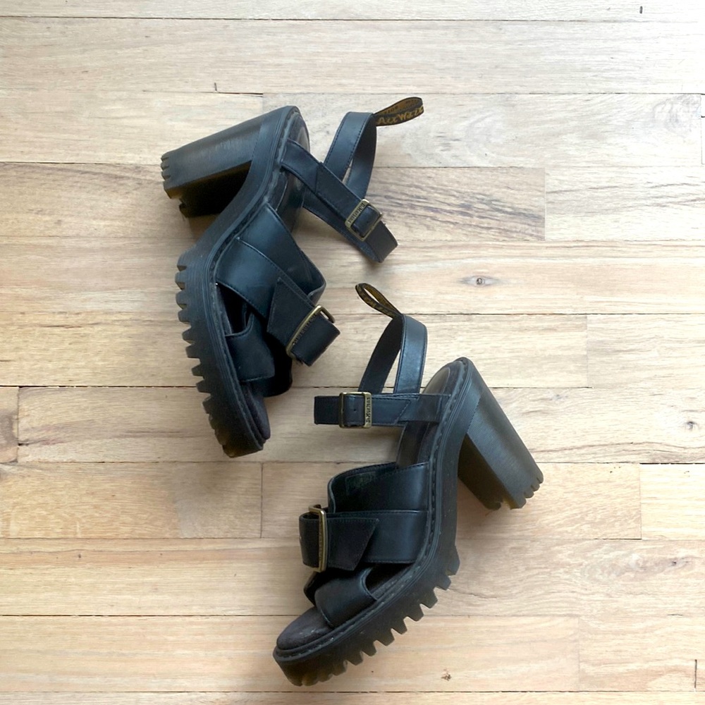Dr. Marten Granik Leather Heeled Chunky Sandals